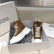 Alexander McQueen Tread Slick Lace Up Boots High Top Puce Fur Lining - 6