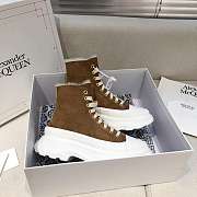 Alexander McQueen Tread Slick Lace Up Boots High Top Puce Fur Lining - 5