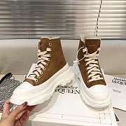 Alexander McQueen Tread Slick Lace Up Boots High Top Puce Fur Lining - 2