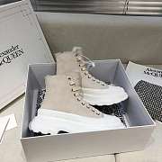 Alexander McQueen Tread Slick Low Lace Up Boots High Top Beige Fur Lining - 6