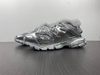 Balenciaga Track Fur Sneaker All Silver 663556 W3FS2 8181