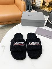 Balenciaga Furry Slide Black White 654261W2DO11096 - 1