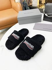 Balenciaga Furry Slide Black White 654261W2DO11096 - 2