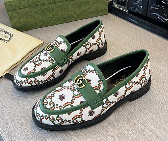 Gucci Loafer With Web And Interlocking G Green - 1