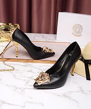 Versace La Medusa Attaching Leather Pumps Black - 3