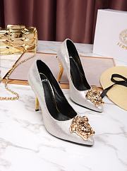 Versace La Medusa Attaching Leather Pumps Silver - 4