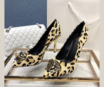 Versace La Medusa Leopard Leather Pumps