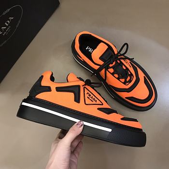 Prada Macro Re-Nylon and Brushed Leather Sneakers Orange