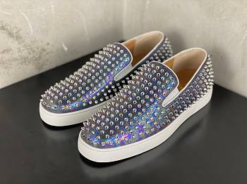 Christian Louboutin Roller-Boat Mens Flat White Purple