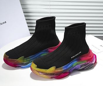 Balenciaga Speed Clear Sole Rainbow Black