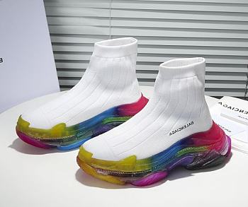 Balenciaga Speed Clear Sole Rainbow White