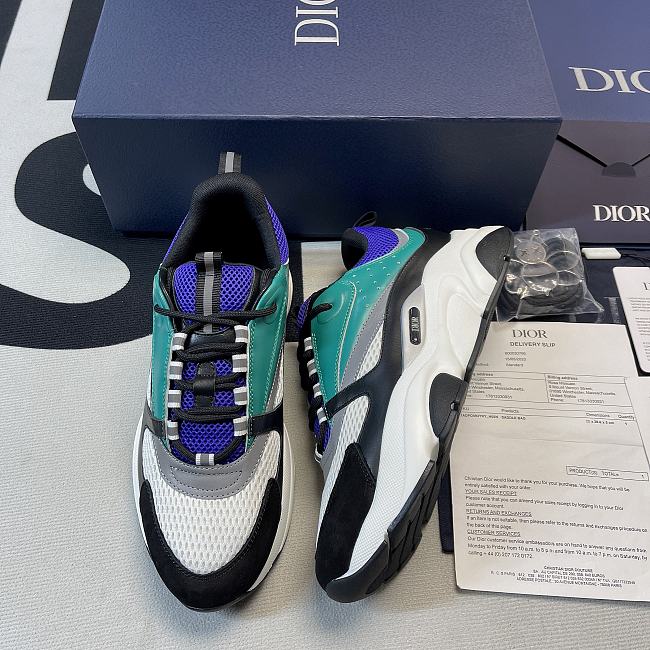 Dior B22 Sneaker White and Blue with Deep Green 3SN231YKC_H565 - 1