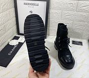 Chanel Premium Fabrics All Black Quilted Lace Up Boots Logo Toe Cap - 4