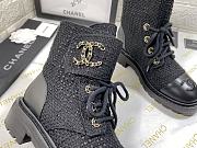 Chanel Premium Fabrics All Black Quilted Lace Up Boots Logo Toe Cap - 5