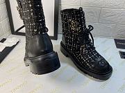 Chanel Premium Fabrics Black Yellow Quilted Lace Up Boots Logo Toe Cap - 3