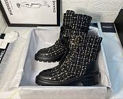 Chanel Premium Fabrics Black Yellow Quilted Lace Up Boots Logo Toe Cap - 6