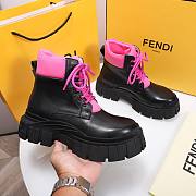 Fendi Force Leather Lace-ups Pink Boots - 2