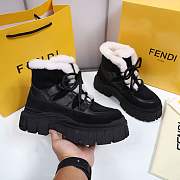 Fendi Force Velvet Fur Lace-ups Black Boots - 2