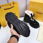 Fendi Force Velvet Fur Lace-ups Black Boots - 5