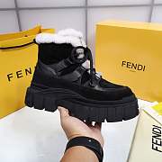 Fendi Force Velvet Fur Lace-ups Black Boots - 6