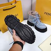 Fendi Force Velvet Fur Lace-ups Blue Boots - 4