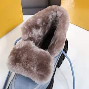 Fendi Force Velvet Fur Lace-ups Blue Boots - 6