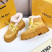 Fendi Force Velvet Fur Lace-ups Yellow Boots - 5