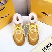 Fendi Force Velvet Fur Lace-ups Yellow Boots - 4