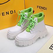 Fendi Force White Leather Lace-ups Green Boots - 1