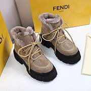 Fendi Force Velvet Fur Lace-ups Brown Boots - 3