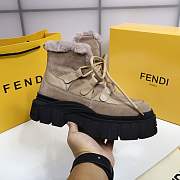 Fendi Force Velvet Fur Lace-ups Brown Boots - 2