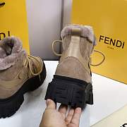 Fendi Force Velvet Fur Lace-ups Brown Boots - 5