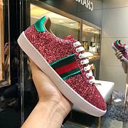 Gucci Ace Leather Sneaker Glitter Beads Pink - 3