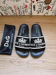 Dolce & Gabbana Crown Logo Embossed Slides Black CS1630AU679 - 2