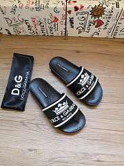 Dolce & Gabbana Crown Logo Embossed Slides Black CS1630AU679 - 5