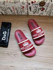 Dolce & Gabbana Crown Logo Embossed Slides Red - 2