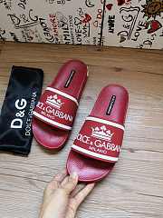 Dolce & Gabbana Crown Logo Embossed Slides Red - 4