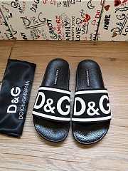 Dolce & Gabbana Logo-Strap Slides Black White CS1991AQ858 - 1