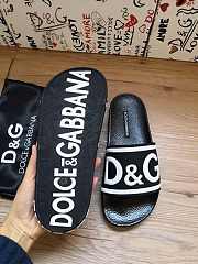 Dolce & Gabbana Logo-Strap Slides Black White CS1991AQ858 - 3