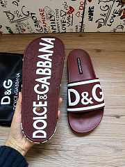 Dolce & Gabbana Logo-Strap Slides Burgundy - 3