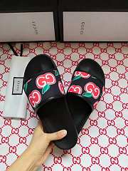 Gucci All Black GG Apple Print Slides - 4