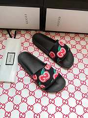 Gucci All Black GG Apple Print Slides - 3