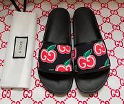 Gucci All Black GG Apple Print Slides - 1