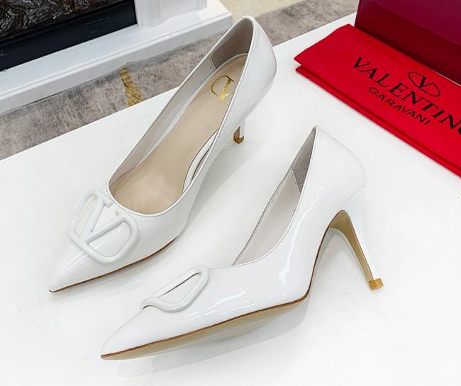 Valentino Garavani Salones Vlogo De Piel White - 1