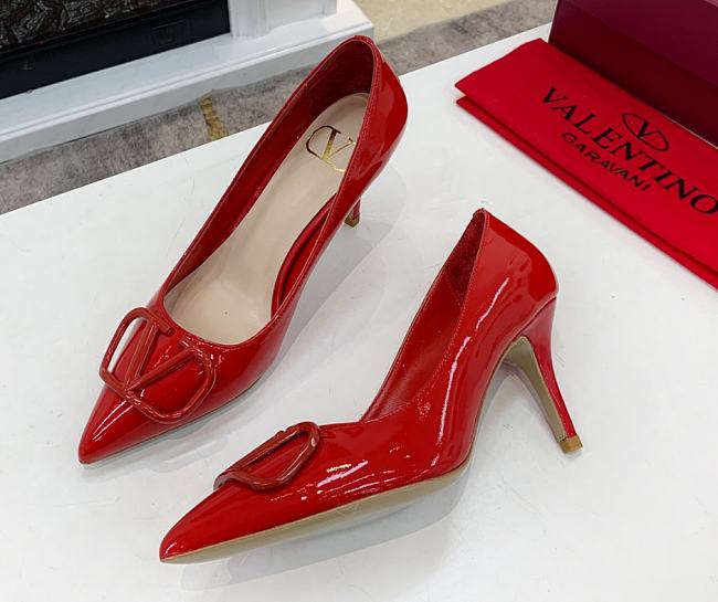 Valentino Garavani Salones Vlogo De Piel Red - 1