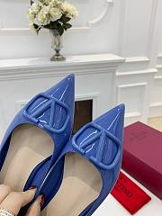 Valentino Garavani Salones Vlogo De Piel Blue - 5