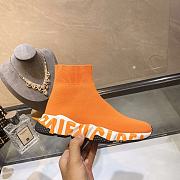 Balenciaga Speed Graffiti Trainers White Orange Logo - 2