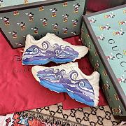 Gucci Rhyton Blue Sea Waves Leather Sneaker - 6