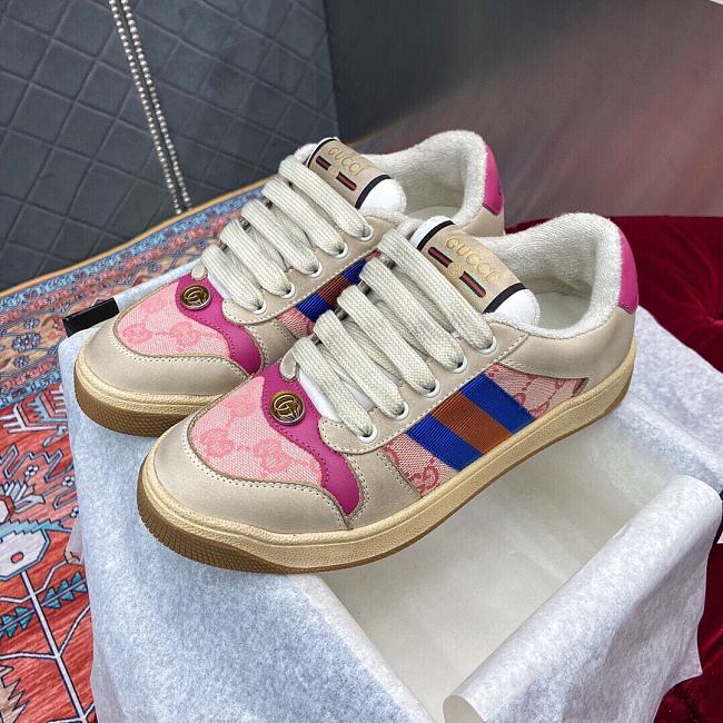 Gucci Screener Leather Sneaker ‎Blue Pink - 1