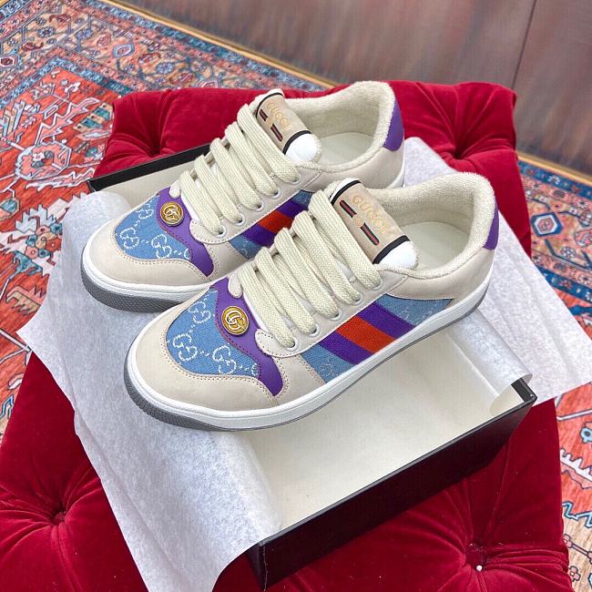 Gucci Screener Leather Sneaker ‎Blue Purple - 1